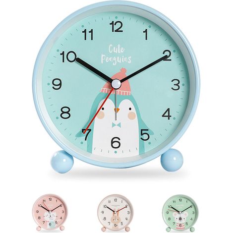 Réveil lumineux sans tic-tac - Silencieux - Cadeau enfants adolescents - Bleu (1/5)