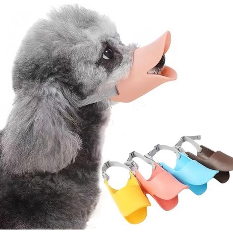 Muselière pour chien en silicone – Forme canard – Rose – Taille L – Réglable – Respirante – Anti-aboiements – Petits chiens (1/5)