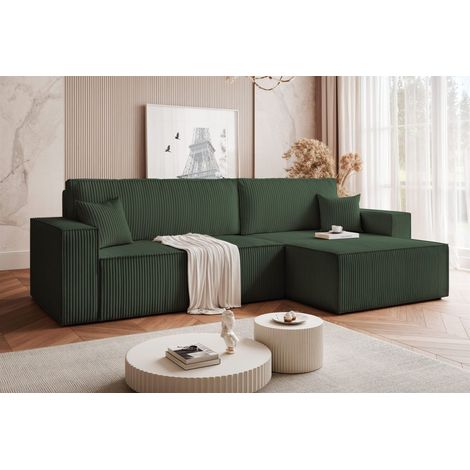 Ecksofa Schlafsofa Sofa ADARA MAX in Stoff Poso Grün Ottomane Rechts (1/5)