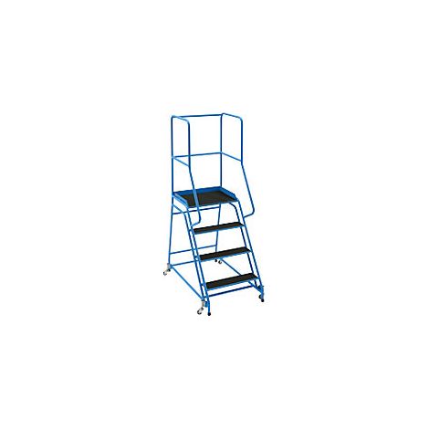 Escalera con tarima  rodante  plataforma y peldaños de goma