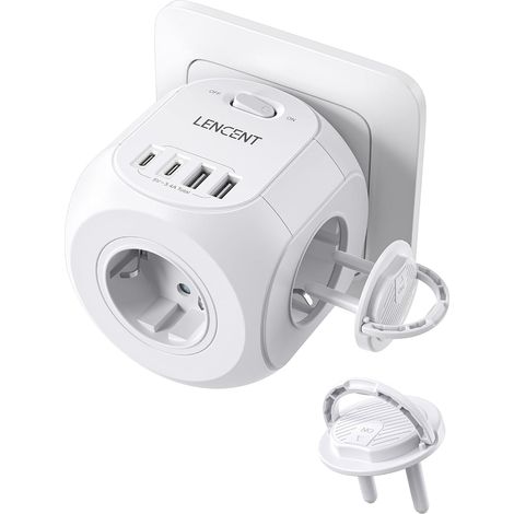 Multiprise Murale Cube Europe Prise Interrupteur 4 Prises  2 Type C (1/5)