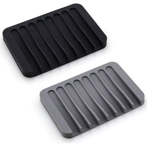 Dailygoody - Jabonera - Antideslizante - Con escurridor - Silicona - Baño y cocina - 2 unidades - Práctico y funcional - Ideal para uso diario (1/5)