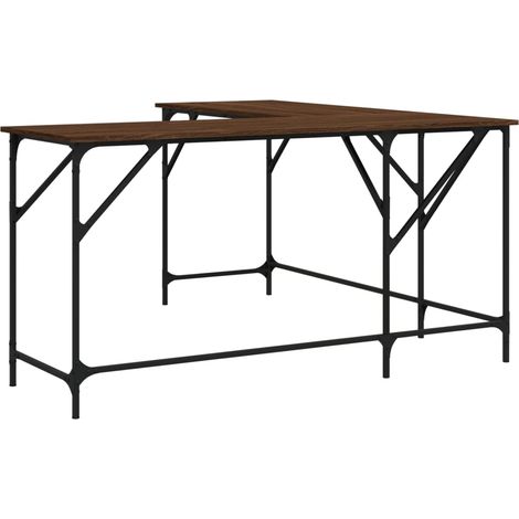 Escritorio mesa estación de trabajo mueble para ordenador estudio roble 149 x 149 x 75 cm madera de ingeniería marrón 020023622 (1/5)