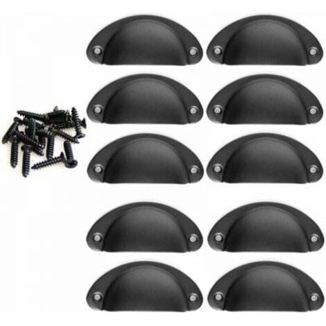 10PCS Poignée de Coquille Vintage pour Tiroir Armoire Meuble Cuisine Fer Incurvé Bouton de Porte de Placard (1/5)