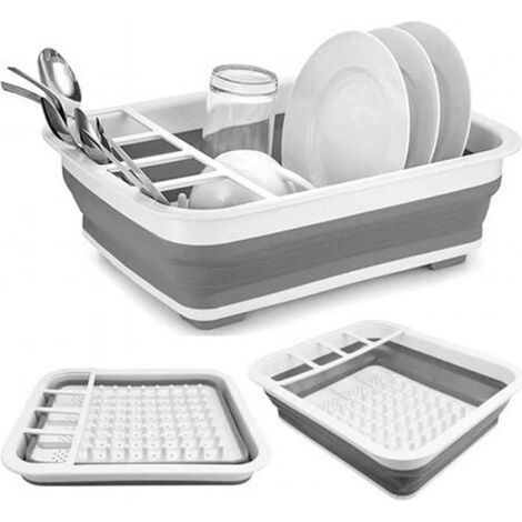 1 pièce pliable vaisselle Drain, pliable avec évier Drain, adapté pour cuisine vaisselle Drain, cuisine bac de rangement (gris) (1/4)