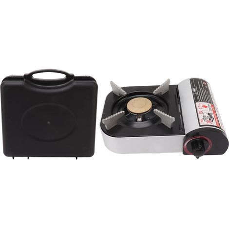 Réchaud à gaz portable butane camping avec dissipation thermique uniforme, mini cuisinière sûre, étui de transport inclus, outil de cuisson extérieur. (1/5)