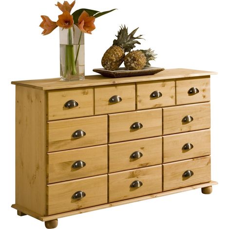 Idimex – Commode enfant en pin massif finition cirée – 11 tiroirs – Dimensions 73 x 117 x 35 cm (H x L x P) – Style classique (1/2)