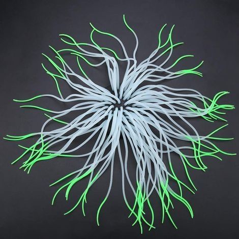 Leuchtende Silikon-Seeanemone, künstliches Ornament, umweltfreundliche Pflanzensimulation einer Seeanemone für Aquarien (Grün) (1/4)