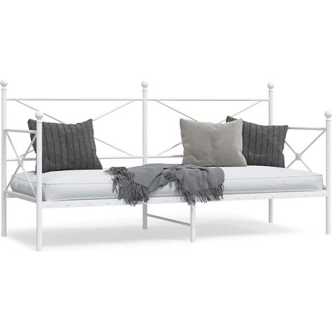 Tagesbett ohne Matratze Weiß 90x200 cm Stahl