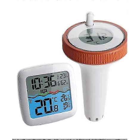 Thermomètre flottant avec horloge, sans fil, pour piscine et salle de bain (KF)WHBYV (1/4)