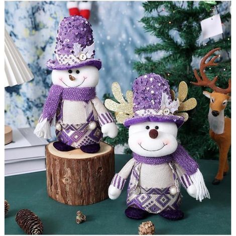 PERSONNAGES DE NOEL,Décoration de Noël à paillettes - 24cm Père Noël debout - Décoration de table ou de fenêtre - bonhomme de neige (1/5)
