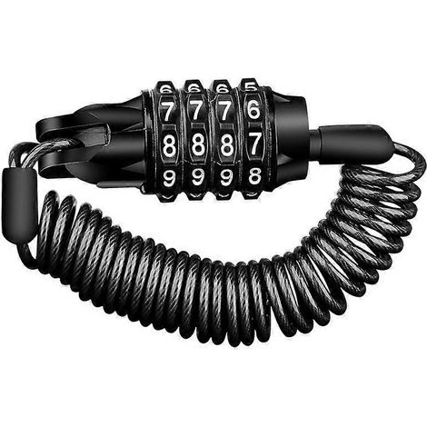 Antivols de vélo, antivols de vélo à câble, antivols de vélo à chaîne, antivols de vélo noirs, antivols de vélo à combinaison reconfigurable, antivols de vélo à combinaison à 4 chiffres, compatibles a (1/5)