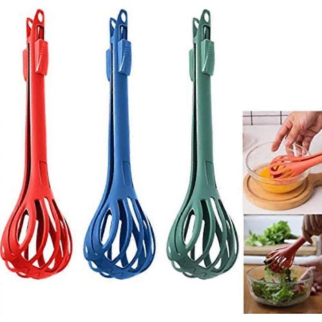 3er-Packung mit Schneebesen, Speisezange, Eierquirl und Spaghettizange (1/5)
