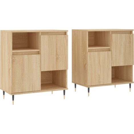 Credenza a buffet cassettiera mobiletto portaoggetti cucina soggiorno salotti set di 2 legno ingegnerizzato Sonoma marrone 020036828