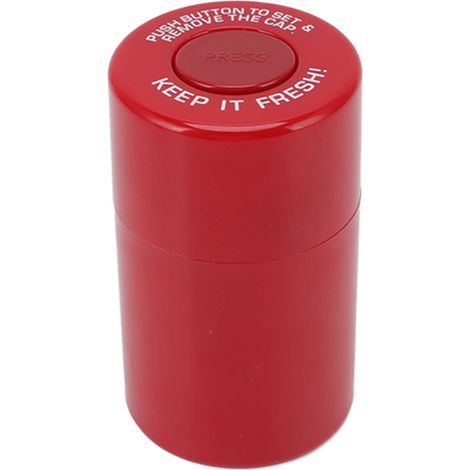Pot de rangement étanche en plastique rond, boîte hermétique anti-odeur pour herbes et tabac, conteneur scellé pour voyages en extérieur, rouge (1/5)