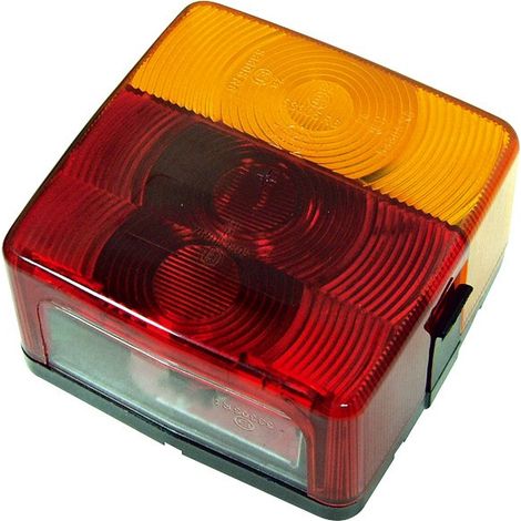 Feu 4 fonctions gauche/droit 12V – Dimensions 95x95x50mm – Raccordement cosses plates 6,35mm – Éclairage de plaque – Jokon (1/2)