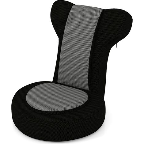 COSTWAY Floor Chair Lazy Sofa Chair with Adjustable Headrest & Backrest-Grey (1/5)