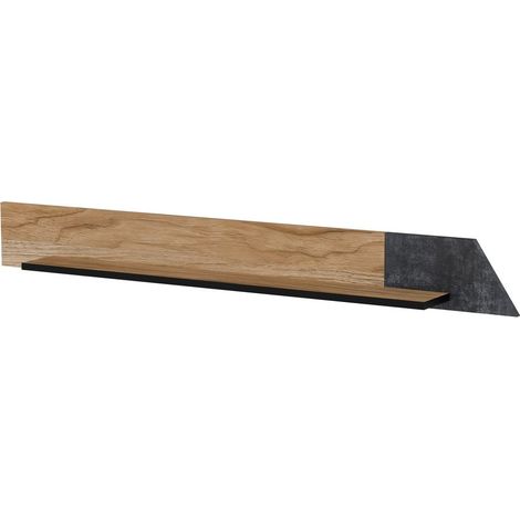 Etagère murale design couleur chêne et béton foncé Ludwig (1/3)