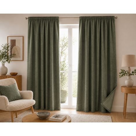 Lot de 2 Rideaux Blackout Romarin 140 x 260 cm – Occultant Polaire – Galon Fronceur