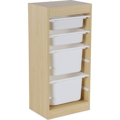 Meuble de rangement naturel enfant 4 bacs de rangement