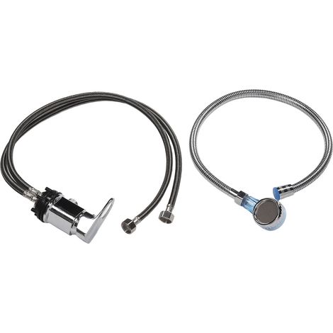 Kit de douchette pour bac à shampoing avec robinet de 70 cm, flexible souple de 70 cm et douchette bleue (taille M). (1/5)