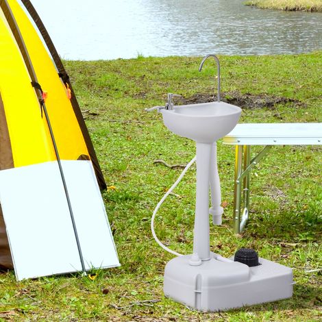 Lavabo, lavabo per lavarsi le mani, lavabo mobile, portatile, con ruote, 51 cm x 33,5 cm x 103 cm, bianco