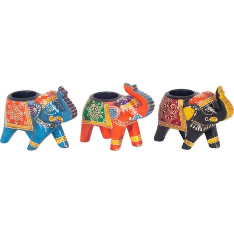 Portacandele Elefante Multicolor 6 unità Decorazione originale per la casa, regalo creativo e accessorio per la tavola
