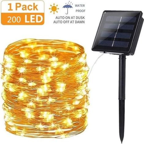 Guirlande lumineuse - Solaire - 22M - 200 LED - 8 modes d\'éclairage - Étanche (1/4)