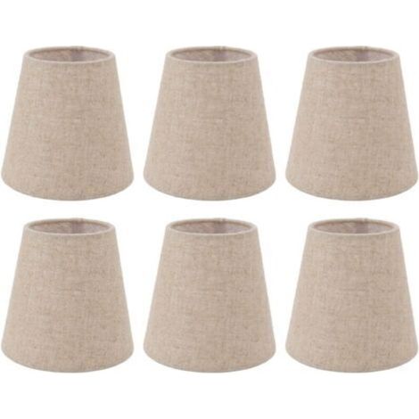 6 pièces petit abat-jour Clip sur tambour abat-jour en tissu de lin pour bougies ampoules accessoires d'éclairage (1/4)