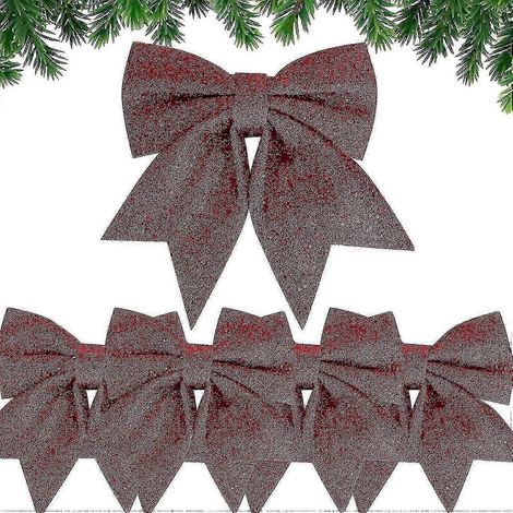 Lot de 5 nœuds en ruban de Noël de 24 cm, grands nœuds décoratifs. (1/5)