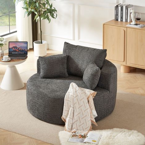 Fauteuil simple en mousse chenille, sans assemblage, moelleux pour salon, chambre, salon et salle de projection combinable