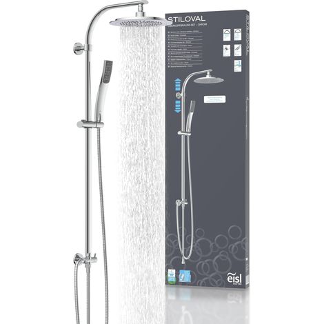 colonne de douche avec douche de tête ovale Chromé Lot de 1 (1/5)
