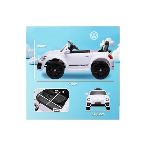 Voiture électrique enfant blanche style rétro 3-5 km/h avec télécommande et musique pour jardin parc et terrasse (1/5)