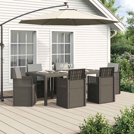 vidaXL Conjunto de Comedor de Jardín 7 uds. Gris Claro PP (1/5)