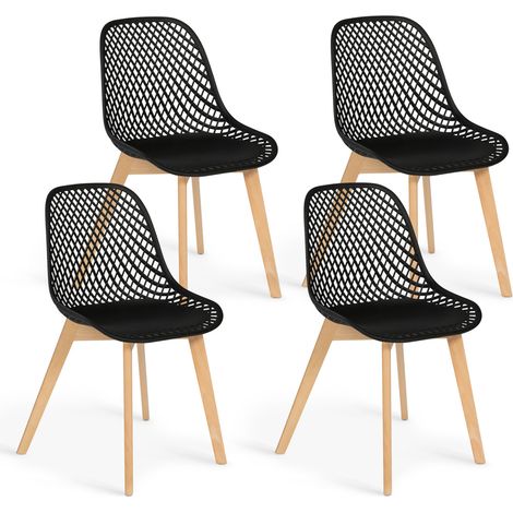 Lot de 4 chaises noires IDMART - MANDY - Pour salle à manger - Noir