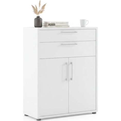 Dmora - Credenza Jemima, Buffet da soggiorno, Madia da salotto, Dispensa da cucina, 89x40 h113 cm, Bianco