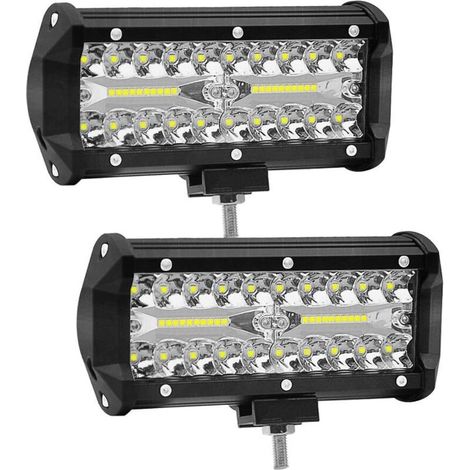 2 pièces 7 pouces LED travail lumière 120W projecteur 12V/24V voiture travail lumière 6000K 15000LM antibrouillard (1/5)