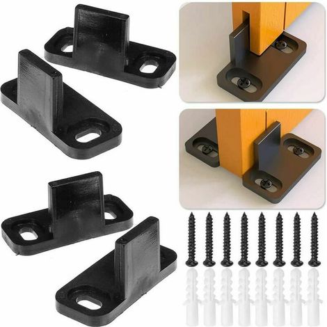 Guida del pavimento della porta scorrevole da 4 pezzi, guida del pavimento inferiore della porta del fienile regolabile multifunzionale, porta della stalla scorrevole in plastica con viti e guida del  (1/5)