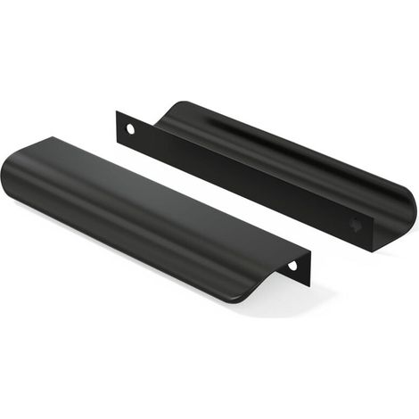 Lot De 5 Poignee de Meuble Cuisine Invisible Noir -Poignée Cuisine Noir Mat en Alliage d'Aluminium Poignée Meuble Entraxe 128mm