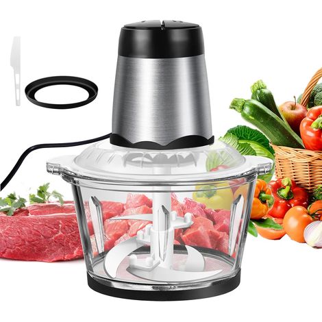 machine de cuisson/déchiqueteuse électrique de 300 watts, équipée de 2 litres de récipient en verre, 4 lames en acier inoxydable, 2 réglages de vitesse, fonctionnement à un bouton, facile à nettoyer, (1/5)