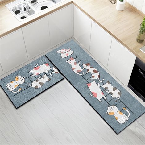 Tapis De Cuisine - Absorbant Eau Et Huile - 40x60 cm + 40x120 cm - Pour Salle De Bain Cuisine Lavanderie - 2 Pièces (1/5)