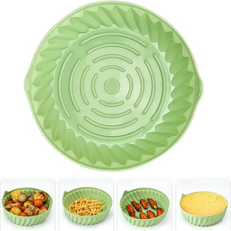 Revêtement pour friteuse à air chaud, rond, résistant à la chaleur, en silicone facile à nettoyer, couleur cyan, taille S, 19 cm / 7,48 pouces. (1/5)