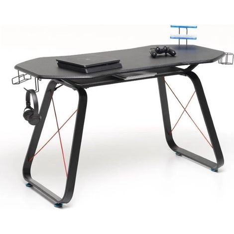 SCRIVANIA GAMING NERA ACCIAIO E VETRO NERO MISURA 145X65X89H CM M0313-01 (1/3)