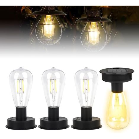 Bombillas solares para exteriores, 4 unidades de 8,5 cm, luces solares de repuesto para jardín, luces solares de repuesto con bombillas LED brillantes, iluminación solar para exteriores, decoración DI (1/5)