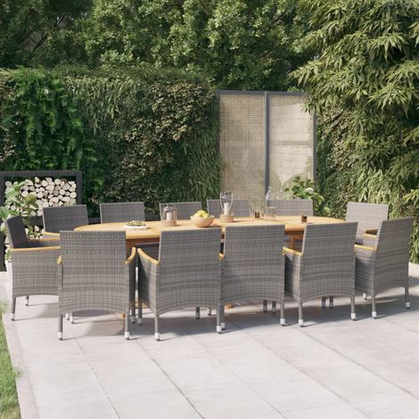 Set da Pranzo per Giardino 13 pz con Cuscini Grigio vidaXL (1/5)