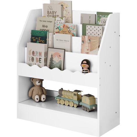 WOLTU Libreria per Bambini a 5 Ripiani. Scaffale Portagiochi per Bambini. Porta Libri Bianco per Cameretta. Soggiorno. Asilo Nido. in MDF. 70x30x80cm. Bianco (1/5)