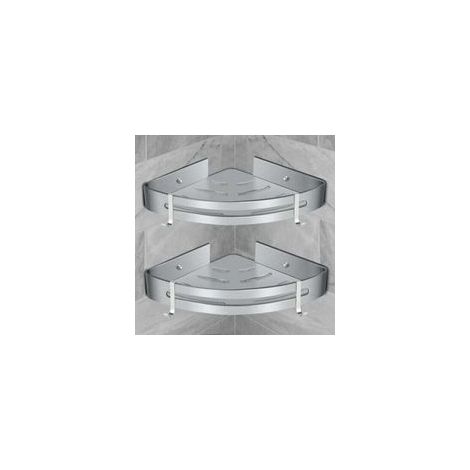 Etagère de Douche d’Angle, Etagère de Salle de Bain Sans Forage, Murale Adhésive Serviteur de Douche (2 Pièces) (1/4)