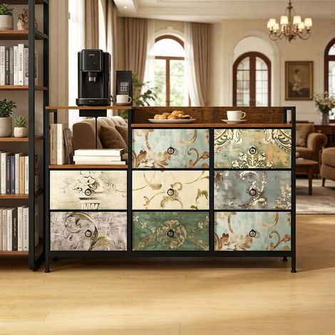 Commode vintage, meuble de couloir, meuble à tiroirs, meuble de rangement avec bloc multiprise (uniquement le meuble de rangement) (1/5)
