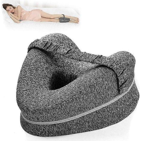 Oreiller pour les jambes, oreiller ergonomique pour dormir sur le côté, oreiller en mousse à mémoire de forme pour les genoux avec sangle pour les personnes dormant sur le côté, coussin de soutien pou (1/5)