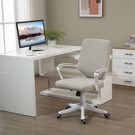 Silla de oficina ergonómica con soporte lumbar, altura regulable, beige, 120 kg (1/5)